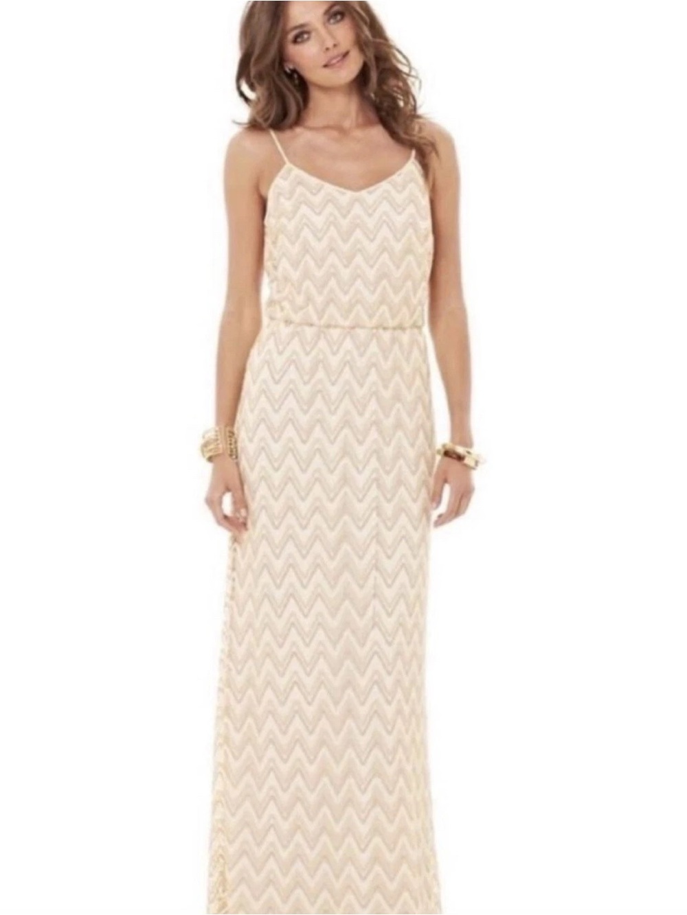 Lilly Pulitzer Multi-Color Chevron Crochet Maxi Dress - Cream, Gold, Neutral